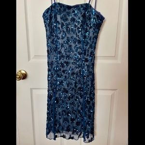 Blue sequin strapless dress